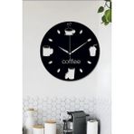 Ensa Design Coffee Fincanli Modern Ahşap Duvar Saati, Kahve Fincanli Dekoratif Saat 40X40CM