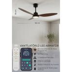 Enshall 132cm Modern Goes Uzaktan Kumandalı 3 Kanatlı Uygulamalı Tavan Vantilatörü Ve Led Lamba Işık 64W Siyah-Kiraz