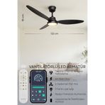 Enshall 132cm Modern Goes Uzaktan Kumandalı 3 Kanatlı Uygulamalı Tavan Vantilatörü Ve Led Lamba Işık 64W Siyah-Siyah