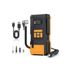 Enshall 6000mAh Taşınabilir Hava Pompası Auhma 150 PSI Dijital Kompresör, 12V Çakmaklık Aparatlı ve Şarjlı Kablosuz Lastik Şişirme Pompası (Araç, Motosiklet, Bisiklet)