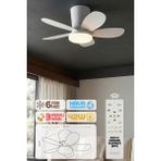 Enshall 64CM Modern Goes Uzaktan Kumandalı 5 Kanatlı Tavan Vantilatörü ve LED Lamba Işık 42W - Beyaz