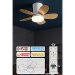 Enshall 64CM Modern Goes Uzaktan Kumandalı 5 Kanatlı Tavan Vantilatörü ve LED Lamba Işık 42W - Meşe - Beyaz