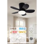 Enshall 64CM Modern Goes Uzaktan Kumandalı 5 Kanatlı Tavan Vantilatörü ve LED Lamba Işık 42W - Siyah