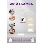 Enshall Technology 24İnç Ay Lamba LED Video Işığı Yarım Ay Şekilli Kumandalı Dolgu Işık Kalıcı Makyaj Tatto Çekim Işığı