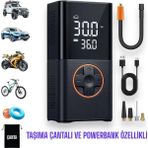 Enshall Yeni Model 3600 Mah Şarjlı Hava Pompası Araç Lastik, Bisiklet, Top Şişirme Oto Hava Kompresörü - 3600mah