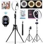 Ensiga Adaptörlü Bluetooth Kumandalı 10 Inç Ring Light Youtuber Tiktok Çekim Makyaj Işığı 2.1 mt Tripod - Siyah