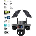 Ensiga Çift Solar Panelli 4g Güvenlik Kamerası 9mp Gece Görüşlü Alarm Sistem IP66 - Renk - Siyah