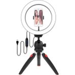 Ensiga Masa Üstü Işık Ring Light 10 Inç LED Mini Masa Tripodlu Video Stüdyo Makyaj Işığı - Siyah