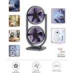 Ensiga Mini Fan | Taşınabilir Çift Başlıklı Sessiz Vantilatör | Type-C Girişli, 3 Kademel - Siyah