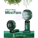 Ensiga Şarjlı Mini El Boyun Masa Vantilatör 5 Kollu Yeşil Plastik Yüksek Performanslı Seyahat Fanı