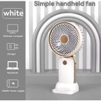 ENSİGA Şarjlı Telefon Standlı Mini Fan Masa ve El Fanı Vantilatör - Beyaz