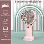 Ensiga Şarjlı Telefon Standlı Mini Masa ve El Fanı Vantilatör 3 Kollu Pembe Renk