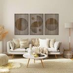 Ent Wood Art Ahşap Duvar Tablosu, 3 Parça Ahşap Modern Duvar Dekoru, Bohem Desen Duvar Paneli, Akasya