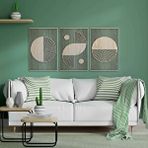 Ent Wood Art Ahşap Duvar Tablosu, 3 Parça Ahşap Modern Duvar Dekoru, Bohem Desen Duvar Paneli, Akçaağaç