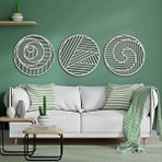 Ent Wood Art Ahşap Duvar Tablosu, 3 Parça Ahşap Modern Duvar Dekoru, Geometrik Desen Duvar Paneli, Beyaz