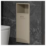 Entegre Çöp Kutulu Paslanmaz Çelik Duş Duvar Paneli, Buzağı Renkli Çift Katmanlı Raf, Banyo Depolama için Gömme Tasarım, Gri - 30 x 78 x 14 cm