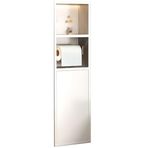 Entegre Paslanmaz Çelik Duş Tuvalet Kağıdı Tutacağı ve Çöp Kovası, Banyo, Mutfak ve Oturma Odası için İdeal, Beyaz Renk - 18 x 80 x 12,5 cm (7 x 31 x 4,9 inç)