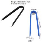 Entegre Sökücü Cımbız Siyah U Tip İzoleli Tweezers 105Mm