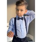 Entel Erkek Çocuk Pantolon Askısı ve Papyon 1-12 Yaş Uyumlu - Standart - Lacivert