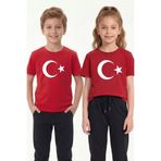 Entel Tekli Erkek/Kız Çocuk Ay Yıldız Türk Bayrağı Baskılı Tişört(BİR BEDEN BÜYÜK ALINMASI TAVSİYE EDİLİR)