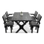 Entema Doğal Ağaç Masif Ahşap Yemek Masası 75 cm x 165 cm 4 Sandalye - Antrasit