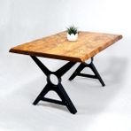 Entema Doğal Ağaç Masif Kütük Masa 60CM x 120CM ( Metal Ayak ) - 60 x 120 cm