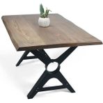 Entema Doğal Ağaç Masif Kütük Masa 75CM x 115CM ( Metal Ayak ) - Ahşap