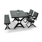 Entema Doğal Ağaç Masif Kütük Masa 90CM x 150CM 1 Bank + 2 Sandalye - 90 x 150 cm