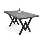 Entema Doğal Ağaç Masif Kütük Masa Yemek Masası (Metal Ayak) 75CM x 185CM - Siyah