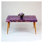 Entema Doğal Ağaç Masif Kütük Orta Sehpa (60CM x 150CM) Ağaç Ayak - Mor
