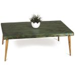 Entema Doğal Ağaç Masif Kütük Orta Sehpa (60CM x 90CM) Ağaç Ayak - Yeşil