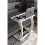 Entrea Design Tekerlekli C Ayaklı Laptop Sehpası, Koltuk Sehpası, Kahvaltı Masası, Çalışma Sehpası