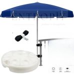 Entropiy 200 cm Geniş Deniz Plaj Şemsiyesi – Bidon Dahil ve Cırt Cırt Hediyeli - Polyester Kumaş – Balkon, Stant, Seyahat Gölgelik - Turuncu - Beyaz