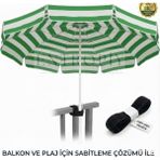Entropiy 200 cm Geniş Plaj ve Bahçe Şemsiyesi - Paslanmaz Termoplastik Iskelet - 20 Litre Bidon Dahil Polyester Kumaş - Rüzgara Dayanıklı Katlanabilir Gölgelik - Yeşil - Beyaz