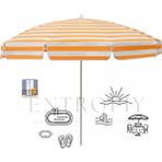 Entropiy 200 cm Geniş Plaj ve Bahçe Şemsiyesi - Paslanmaz Termoplastik Iskelet - 5-8 Derece Daha Serin Polyester Kumaş - Rüzgara Dayanıklı Katlanabilir Gölgelik - Turuncu - Beyaz
