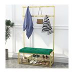Entryway ayakkabı banklı ve 2 raflı elbise askısı demir koridor ağaç standı kanca ile ev yatak odası giyim mağazası kurutma rafı kolay montaj