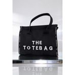 ents Siyah Kadın Kanvas Tote Bag Günlük Omuz Çantası Büyük Boy