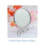 Entude Çift Taraflı Büyüteçli Ayna, 15 Cm Makyaj Aynası, Metal Çerçeve ve Ayaklı Masa Üstü Makyaj Aynası