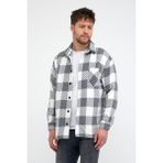 Enuygunenmoda Erkek Slim Fit Tek Cep Kareli Hakiki Oduncu Gömleği - 08G-Gri