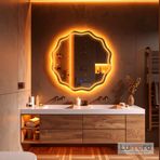 Envara Led'li Lazer Kumlamalı Lavabo & Banyo Aynası (Dokunmatik Sensörlü) amber ledli 90 x 90