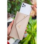 Envelope Telefon ve Bozuk Para Bölmeli Zarf Model Kadın Cüzdan - Bej