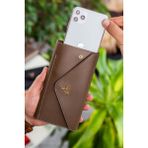 Envelope Telefon ve Bozuk Para Bölmeli Zarf Model Kadın Cüzdan - Kahverengi