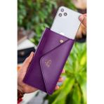 Envelope Telefon ve Bozuk Para Bölmeli Zarf Model Kadın Cüzdan - Mürdüm