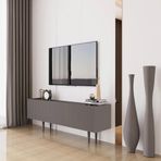 enwood Capella Gri Mdf Country 3 Kapaklı Ahşap Ayaklı 140 Cm Tv Ünitesi