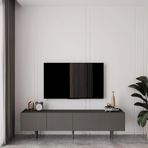 enwood Capella Gri Mdf Country 4 Kapaklı Ahşap Ayaklı 160 Cm Tv Ünitesi