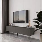 enwood Capella Gri Mdf Country 4 Kapaklı Ahşap Ayaklı 180 Cm Tv Ünitesi