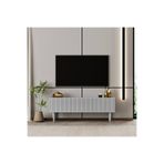 enwood Capella Tv Ünitesi sis gri MDF 120 cm ayaklı kapaklı raflı