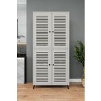 Enwood Deneb Mdf Kum Taşı Rengi 4 Kapaklı(Panjur Kapak) Ahşap Ayaklı Kiler Dolabı