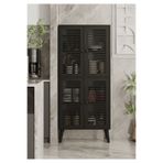 Enwood Deneb Mdf Siyah 4 Kapaklı (Panjur Kapak) Ahşap Ayaklı Kiler Dolabı