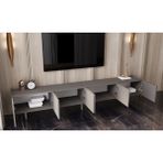 Enwood Mdf 6 Kapaklı Ahşap Ayaklı (120 cm x 2 Adet) 240 cm Tv Ünitesi - Gri - 120 CM X 2 ADET